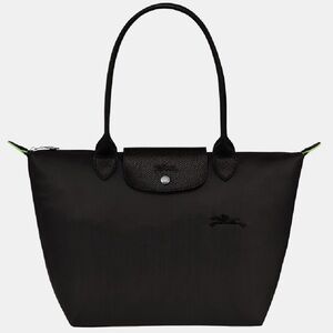 Longchamp Le Pliage Green M Tote Bag Black - Recycled Canvas